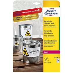 Avery Etiquette Plastique Adhésif Permanent L4778-8 45.7 x 21.2 mm Film De Polyester Blanc 384 pcs (8 Feuillers)