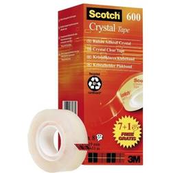 Scotch Adhésif Cristal Clear 600, 19 mm x 33 m, 7+1