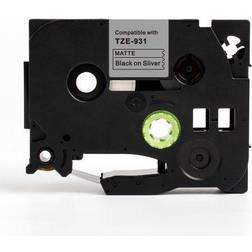 Tape 12mm TZe-931 Svart på Silver