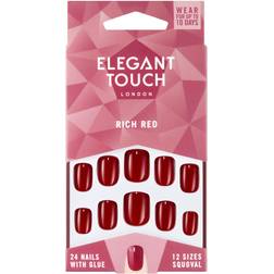 Elegant Touch Polished Colour Nails with Glue Squoval #Rich Red