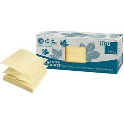 inFO Z-Notes memoblokke, 75 x 75 mm, gul, pakke med 12 stk