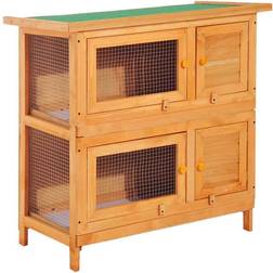 Pawhut Wooden Double Tier Rabbit Hutch 90x45x90cm