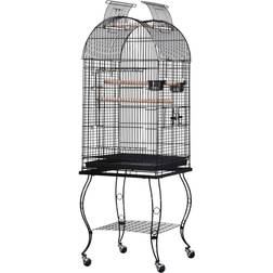 Pawhut Large Bird Cage Aviary Feeding Stand Perch