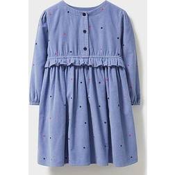 Crew Clothing Girls Cord Embroidered Spot Dress - Blue Spot