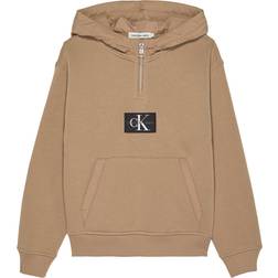 Calvin Klein Quilted Mix Media Hoodie - Ruskea