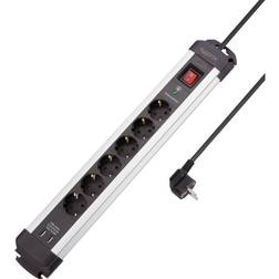Sygonix SY-4755604 Surge protection power strip Silver, Black 1 pc(s)