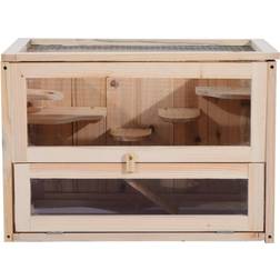 Pawhut Wooden Hamster Cage 60x35x42cm