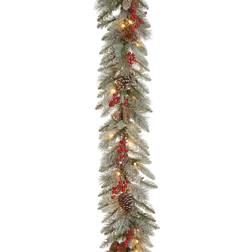 National Tree Company Pre-Lit Artificial Garland Snowy Bristle Berry with Lights Christmas Tree 108"