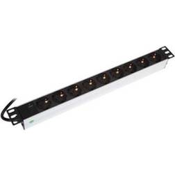 Powerpanel 9xschuko Med Led 1u Sort