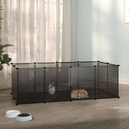 vidaXL Gabbia Per Piccoli Animali Nera 144x74x46.5 cm In PP e Acciaio