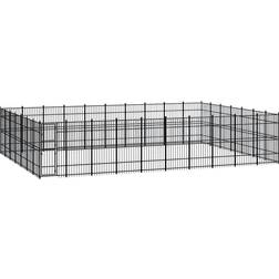 vidaXL Outdoor Dog Kennel Steel 64.51 mÂ²