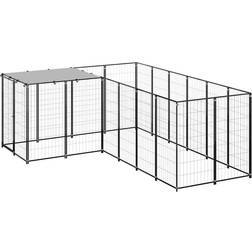 vidaXL Gabbia per Cani Nera 4,84 m in Acciaio