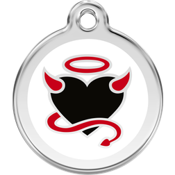 Red Dingo Placa Identificativa Acero Inoxidable Esmalte Diablo Blanco Para Perros