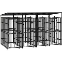 vidaXL Outdoor Dog Kennel with Roof Steel 7.37