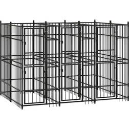 vidaXL Outdoor Dog Kennel Steel 5.53 mÂ²