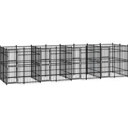 vidaXL Outdoor Dog Kennel Steel 14.75 mÂ²