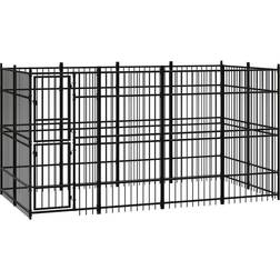 vidaXL Outdoor Dog Kennel Steel 7.37 mÂ²