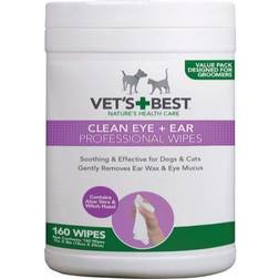 Vets Best Clean Eye And Ear Salviette Professionali Biodegradabili Per Cani e Gatti, Confezione Da 160 Pezzi