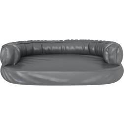 vidaXL Lit Pour Chien Ergonomique Mousse Gris 75x53 cm Similicuir Canapé