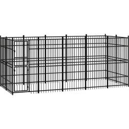 vidaXL Outdoor Dog Kennel Steel 9.22 mÂ²