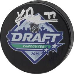 Fanatics Montreal Canadiens Kirby Dach Autographed 2019 NHL Draft Logo Hockey Puck