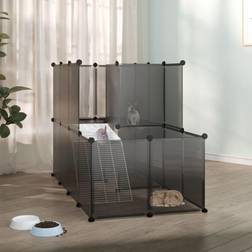 vidaXL Small Animal Cage Black 142x74x93 PP and Steel