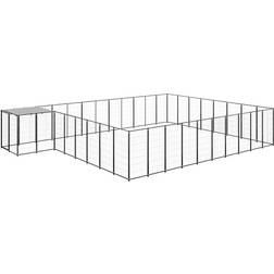 vidaXL Hundgård svart 25,41 m² stål