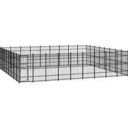 vidaXL Outdoor Dog Kennel Steel 66.36 mÂ²