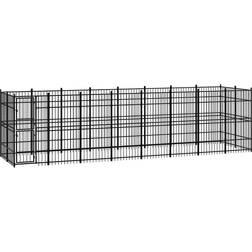 vidaXL Hondenkennel Zwart 768 x 192 x 200 cm