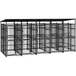 vidaXL Outdoor Dog Kennel with Roof Steel 9.22 mÂ²