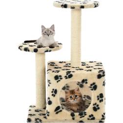 vidaXL Arbre À Chat Avec Griffoir En Sisal 60 cm Beige Motif De Pattes