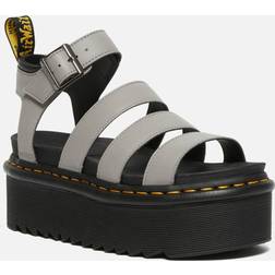 Dr. Martens Blaire Quad Pisa Leather Platform Strappy Sandals - Gray