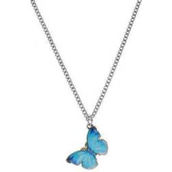 Butterfly Pendant Necklace - Silver/Blue