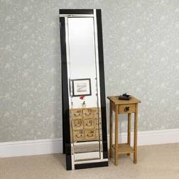 MirrorOutlet MirrorOutlet Aston Black All Glass Cheval 150 X 40 Cm Wall Mirror
