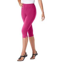 Woman Within Plus Women's Stretch Cotton Capri Legging in Raspberry (Size 4X)