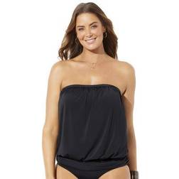 Swimsuits For All Plus Women's Bandeau Blouson Tankini Top in (Size 14)