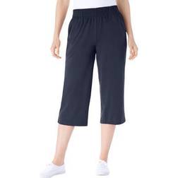 Woman Within Plus Women's Elastic-Waist Knit Capri Pant in (Size 5X)