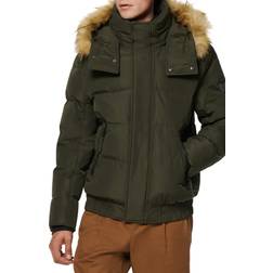 Andrew Marc Umbra Faux Fur Trim Hooded 28" Bomber Puffer Jacket