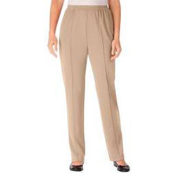 Woman Within Plus Women's Elastic-Waist Soft Knit Pant in New Khaki (Size WP)