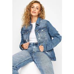 LTS tall distressed denim jacket