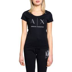 Armani Exchange Kurzarm T-Shirt Lässig Baumwolle - Schwarz