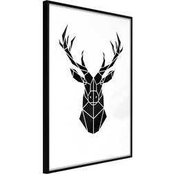 Artgeist med ramme Geometric Stag Guld med passepartout 40x60 Plakat