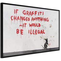 Artgeist med ramme Banksy: If Graffiti Changed Anything Guld med passepartout 90x60 Plakat