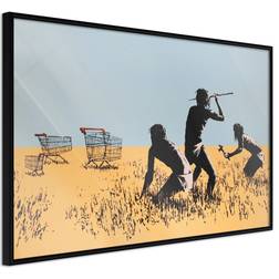 Artgeist med ramme Banksy: Trolley Hunters Sort 30x20 Plakat