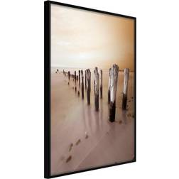 Artgeist med ramme Breakwater in Sepia Sort 20x30 Plakat