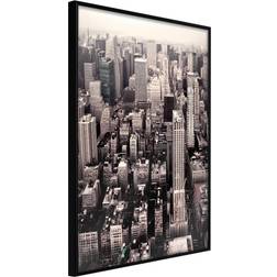 Artgeist med ramme New York from a Bird's Eye View Guld med passepartout 30x45 Plakat