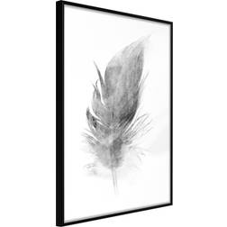 Artgeist med ramme Lost Feather (Grey) Guld med passepartout 40x60 Plakat