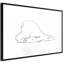 Artgeist med ramme Resting Polar Bear Sort med passepartout 90x60 Plakat