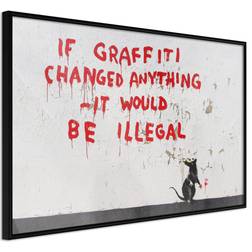 Artgeist Banksy: If Graffiti Changed Anything 90x60 Svart Poster