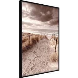 Artgeist Sandy Path Guld med passepartout Poster